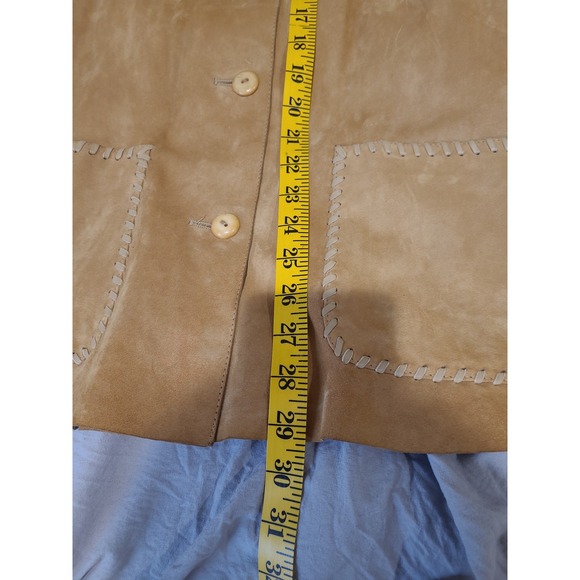 LA MATTA Women SZ 46 US 10 tan suade leather Vtg. Jacket Western Cowgirl Boho - Picture 9 of 12